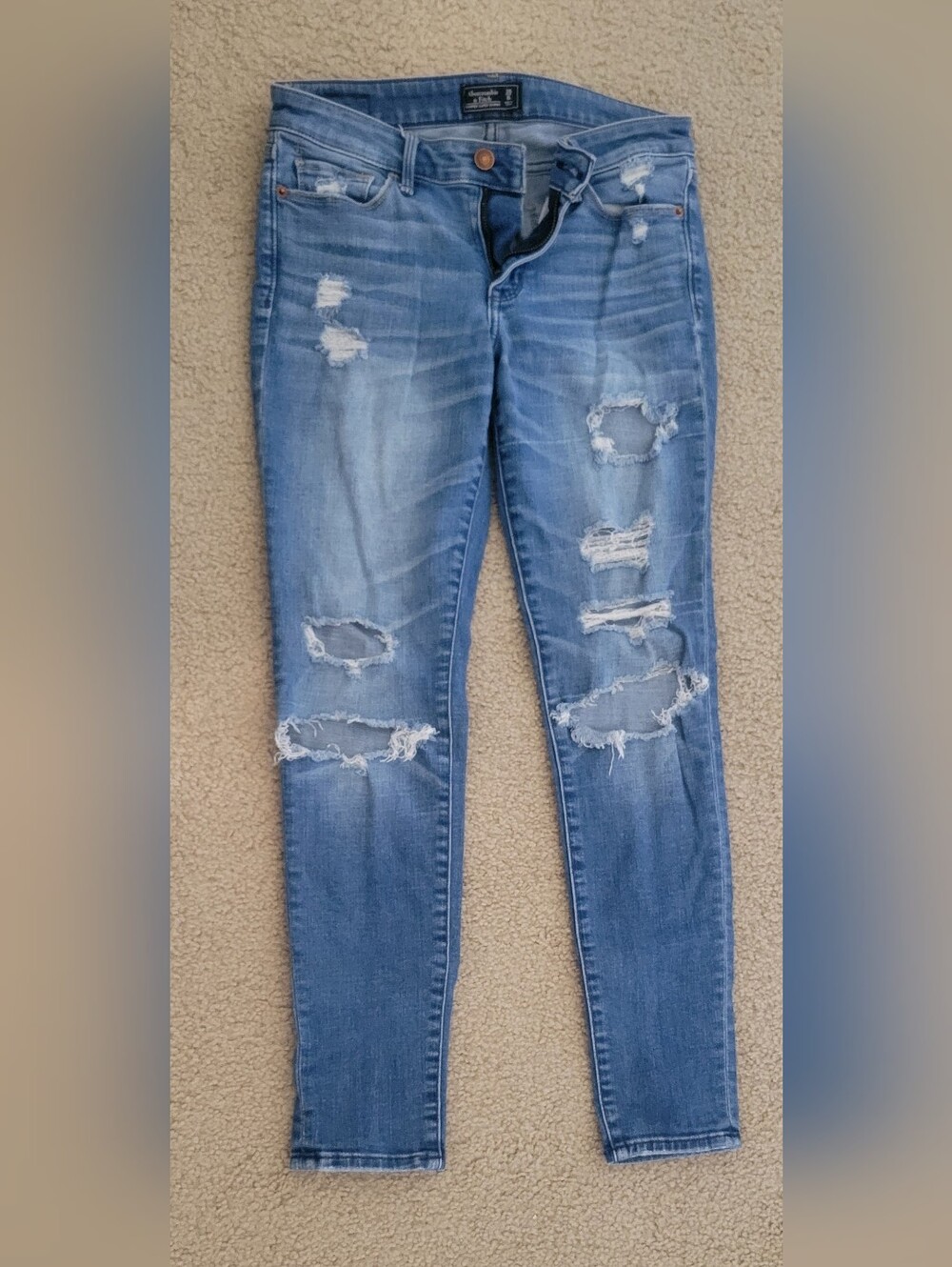 Abercrombie & Fitch Light Blue Ripped Skinny Jeans